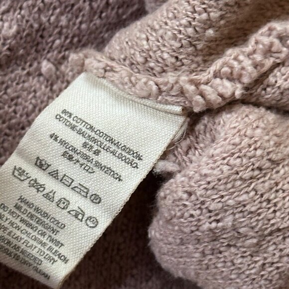 Free People Top Small Womens Pink Terry Fleece High Low Round Neck Fuzzy Sherpa - Picture 7 of 7